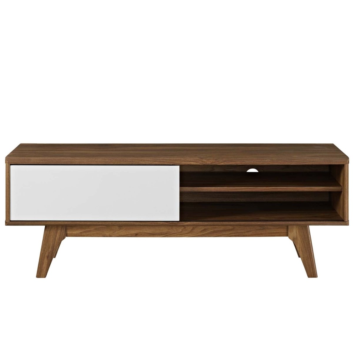 48 Inch Elegant Linear TV Stand in Walnut White - TV Stands available at Alpine Outlets in Denver