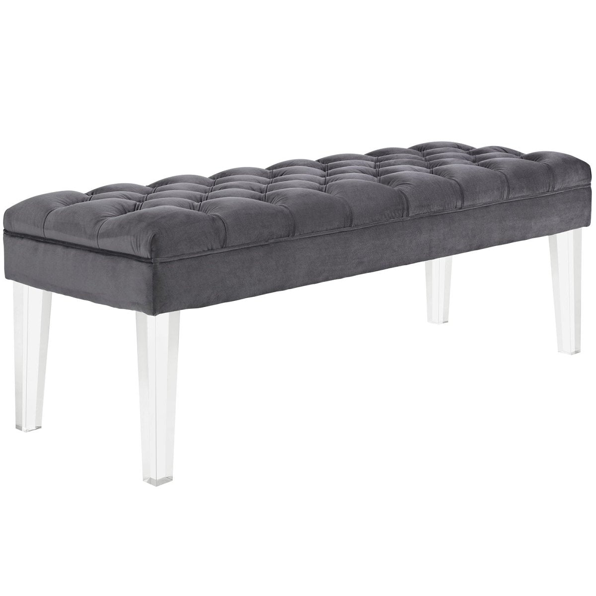 48 Inch Performance Velvet Accent Bench with Clear Acrylic Legs - Benches available at Alpine Outlets in Denver
