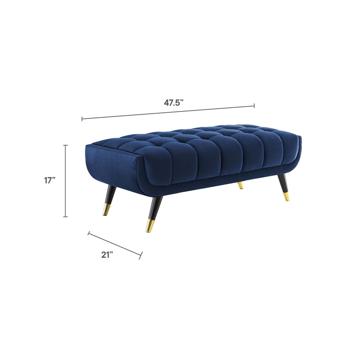 48 Inch Performance Velvet Accent Bench with Gold Metal Caps - Benches available at Alpine Outlets in Denver