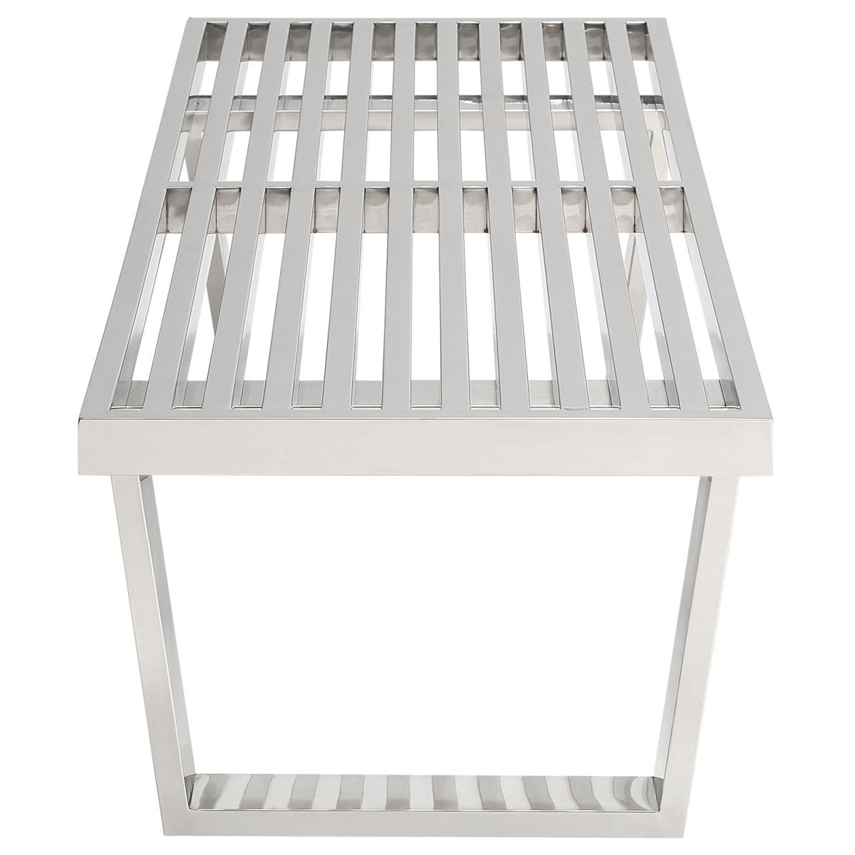 48 Inch Polished Stainless Steel Slotted Accent Bench and Platform Base in Silver - Benches available at Alpine Outlets in Denver