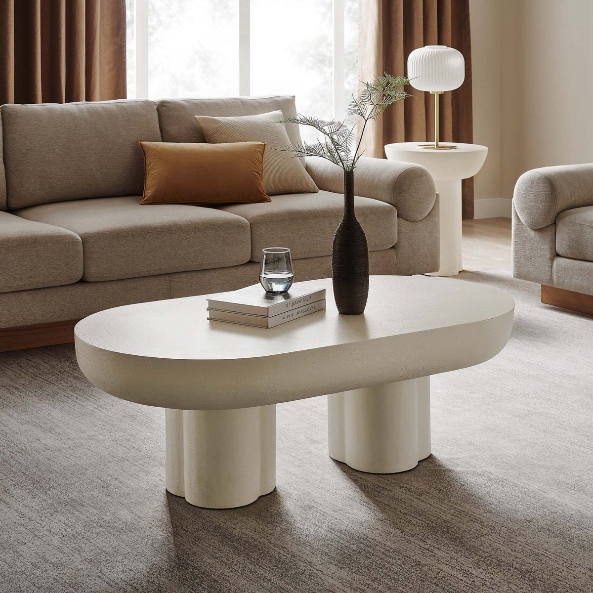 48 Inch Striking Oval Concrete Overlay Coffee Table - Coffee Tables available at Alpine Outlets in Denver