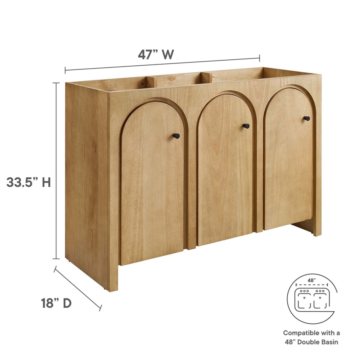 48" Oak Bathroom Vanity Cabinet – MDF and Mango Wood Veneer - Bathroom Fixtures - Alpine Outlets
