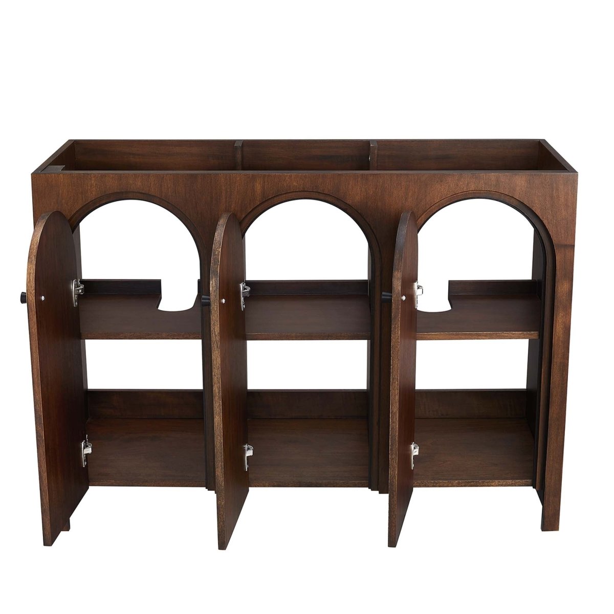 48" Walnut Bathroom Vanity Cabinet – MDF and Mango Wood Veneer - Bathroom Fixtures - Alpine Outlets