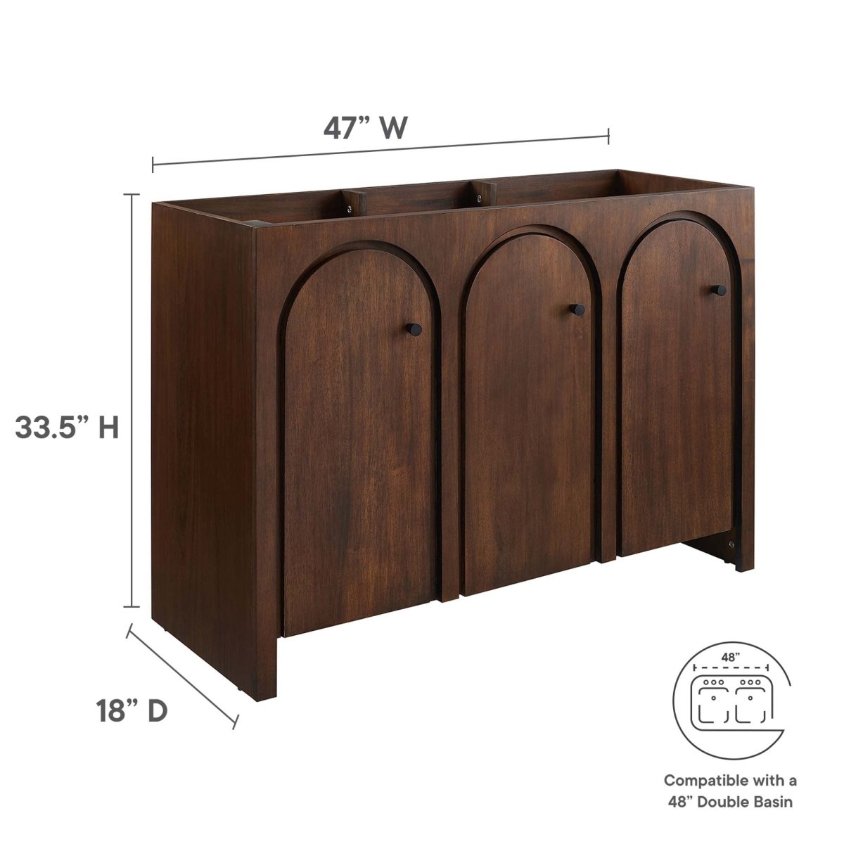 48" Walnut Bathroom Vanity Cabinet – MDF and Mango Wood Veneer - Bathroom Fixtures - Alpine Outlets