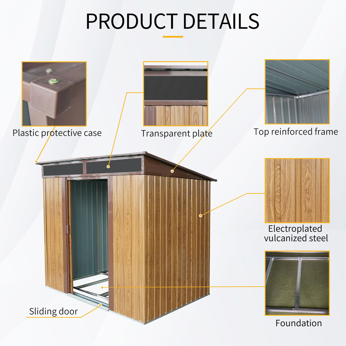Outdoor Metal Storage Shed Garden Building with Sliding Doors and Foundation