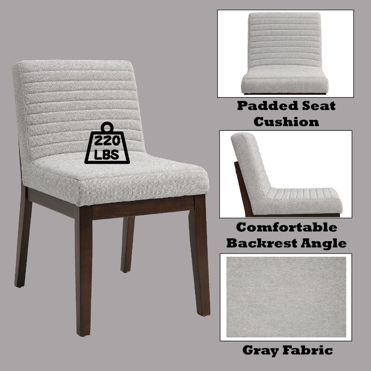 Edwyn - Linen Side Chair (Set of 2) - Gray - Chair Sets - Alpine Outlets