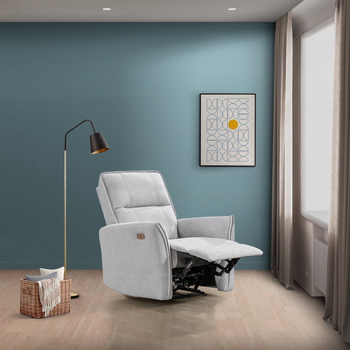 Asheville - Suede Recliner Chair - Light Gray