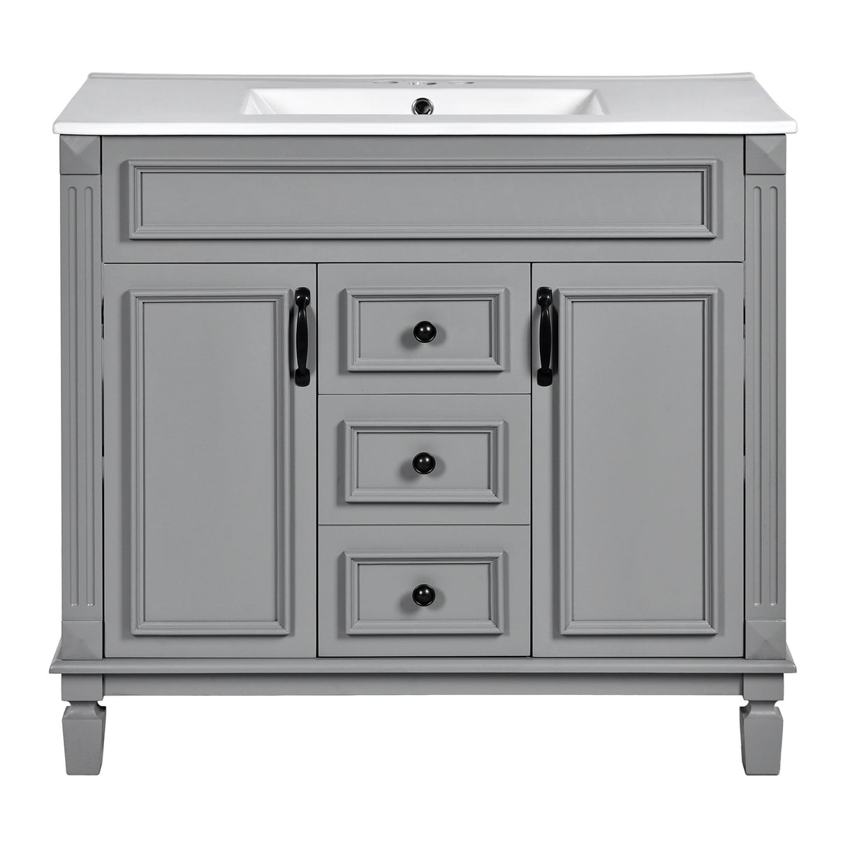 Bathroom Vanity With Top Sink, Basin On Cabinet With 2 Soft Closing Doors And 2 Drawers