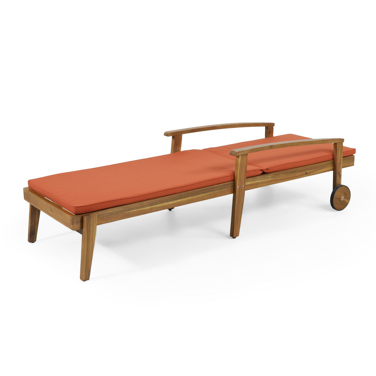 Jason - Chaise Lounge Acacia Wood Adjustable Outdoor Chair - Orange