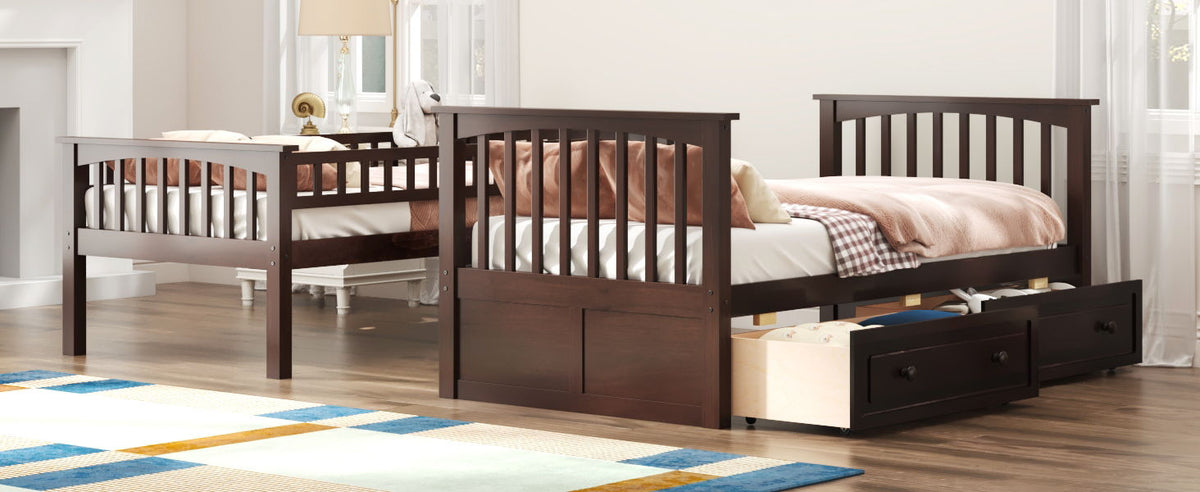 Bunk Bed With Drawers, Convertible Design