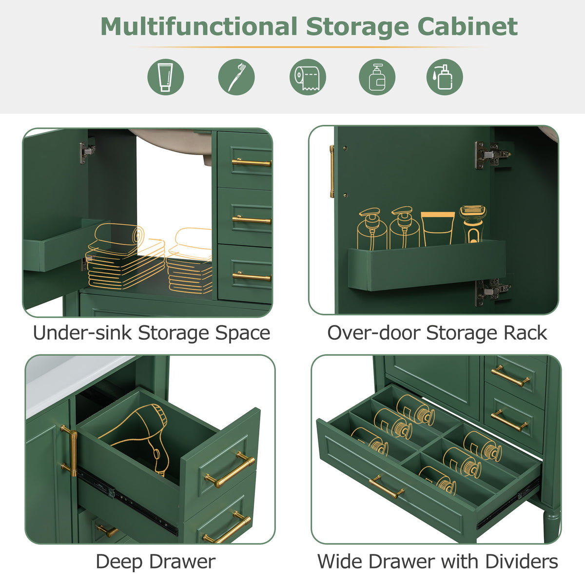 Traditional Bathroom Vanity Set With Soft Close Doors