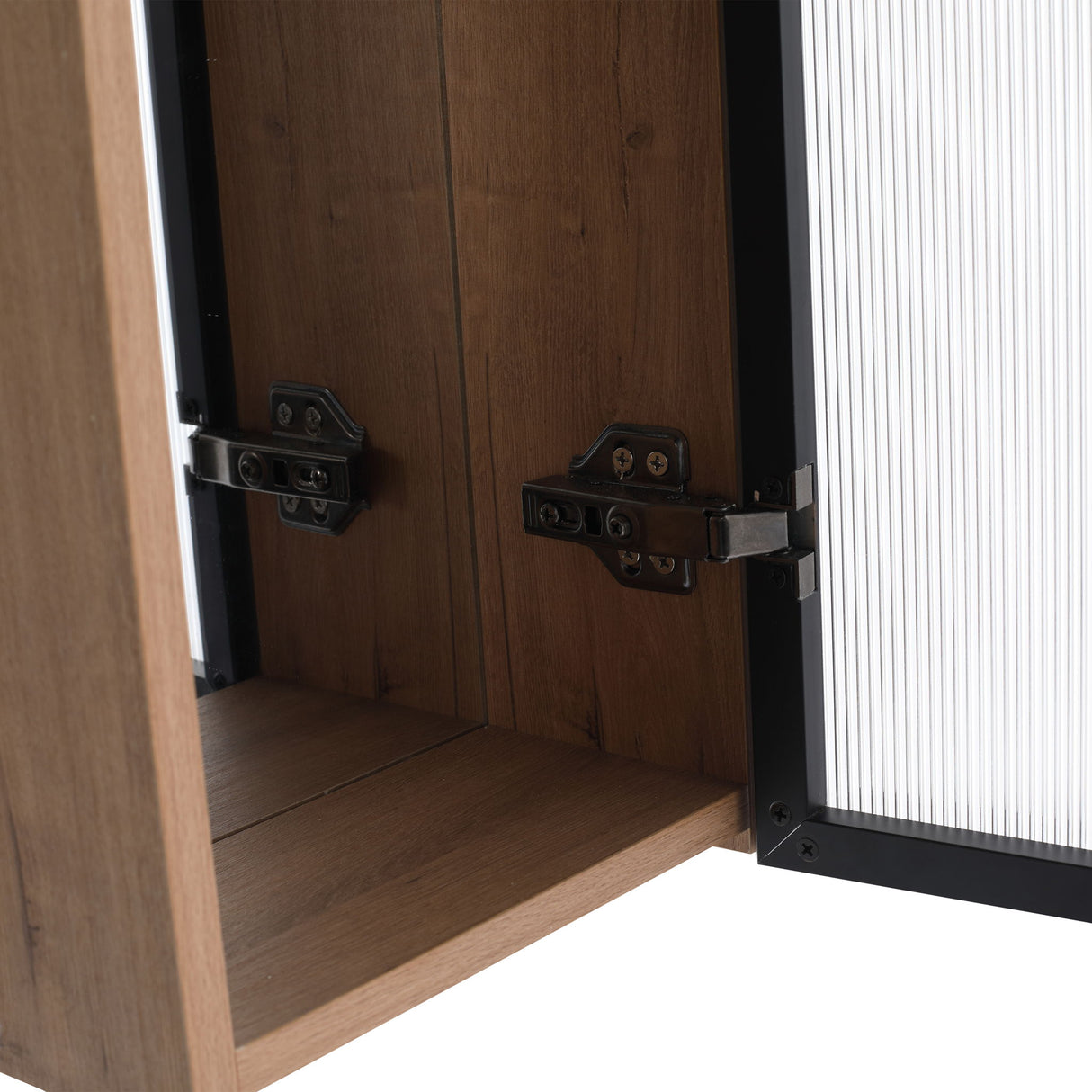 10" Bathroom Wall Mirror Cabinet With Door, Adjustable Shelf - Imitative Oak