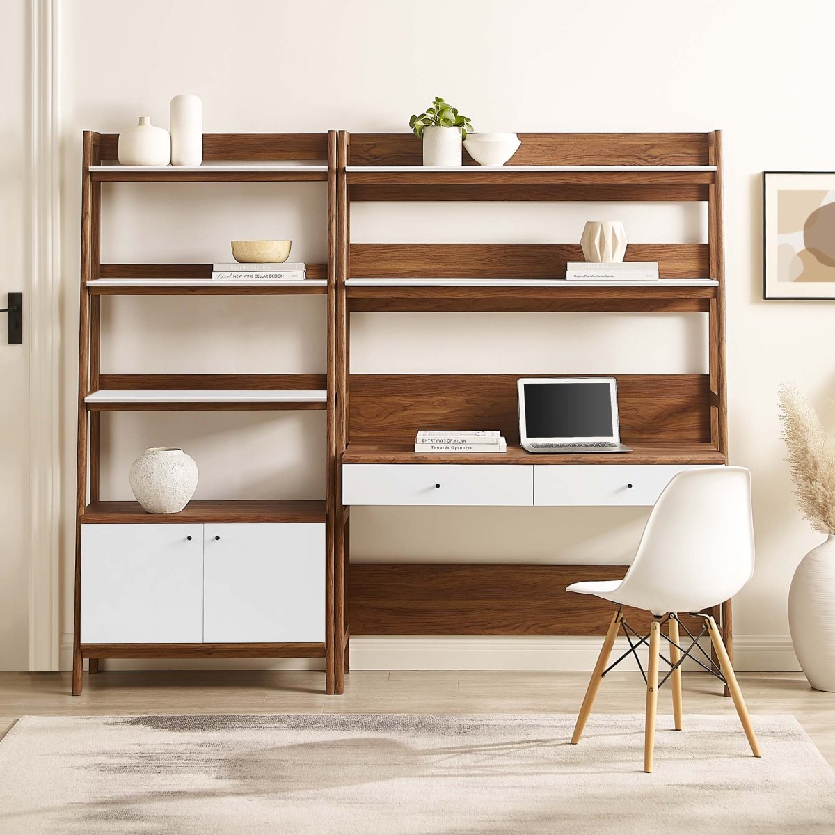 49" and 33" Tiered Wood Office Desk and Wide Bookshelf - Set of 2 - Bookcases available at Alpine Outlets in Denver