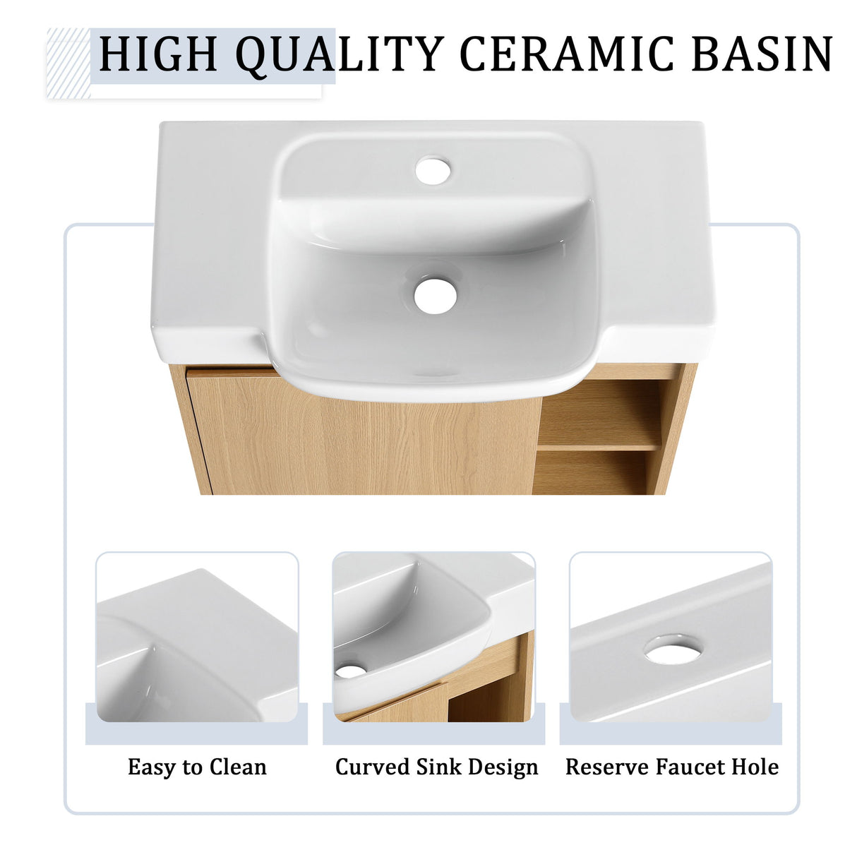 Wall Mounted Bathroom Vanity With Sink & Soft Close Door