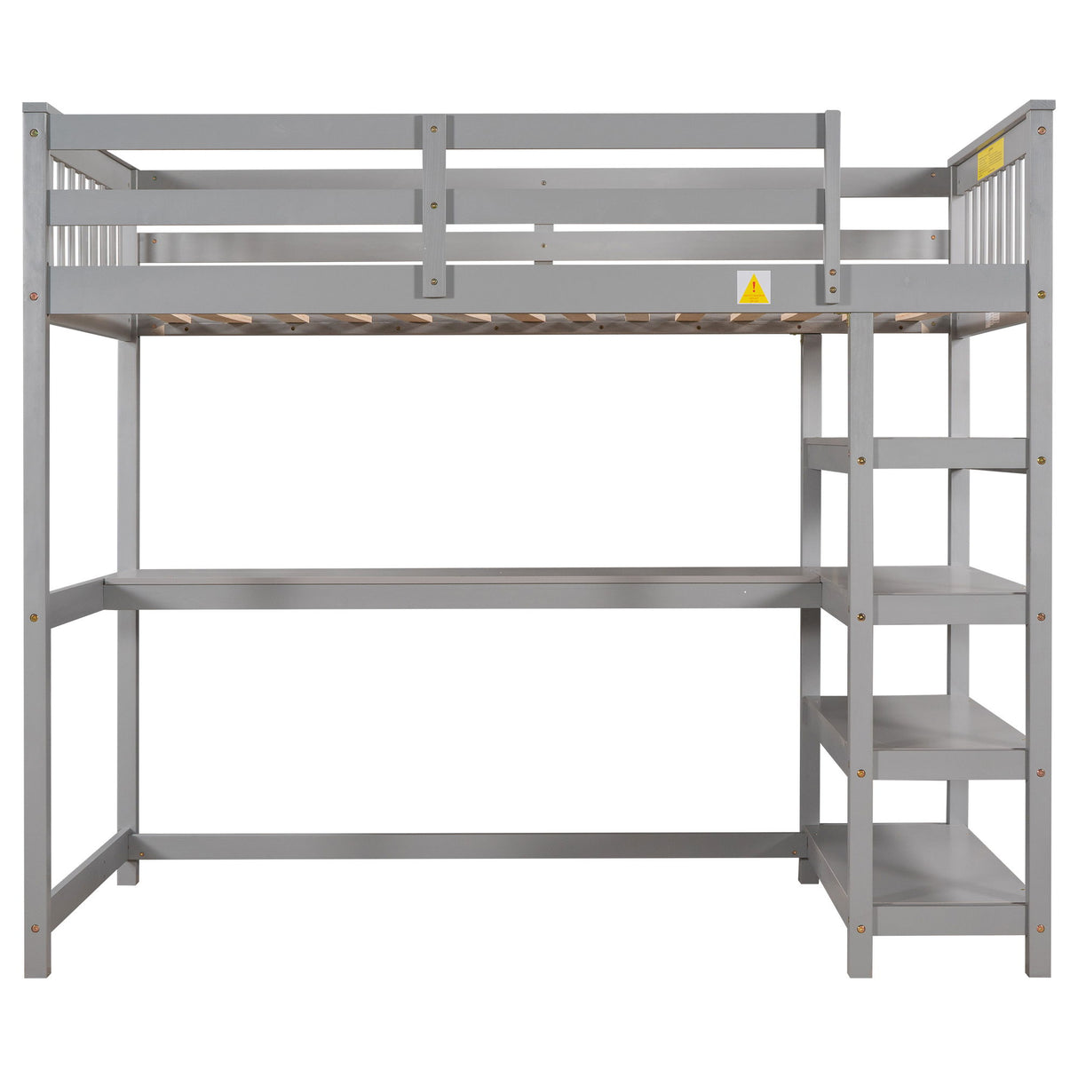 Loft Bed With Storage Shelves And Under Bed Desk
