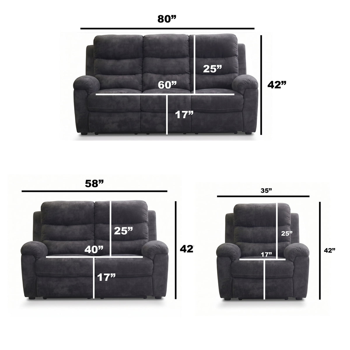 Manual Reclining Sofa Set