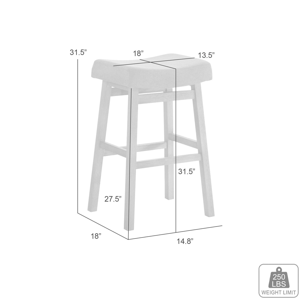 Lenon - Modern Farmhouse Wood Bar Height Kitchen Bar Stool