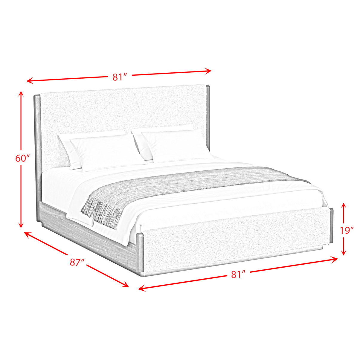 Brisbane - Upholstered Bed With Boucle And LED