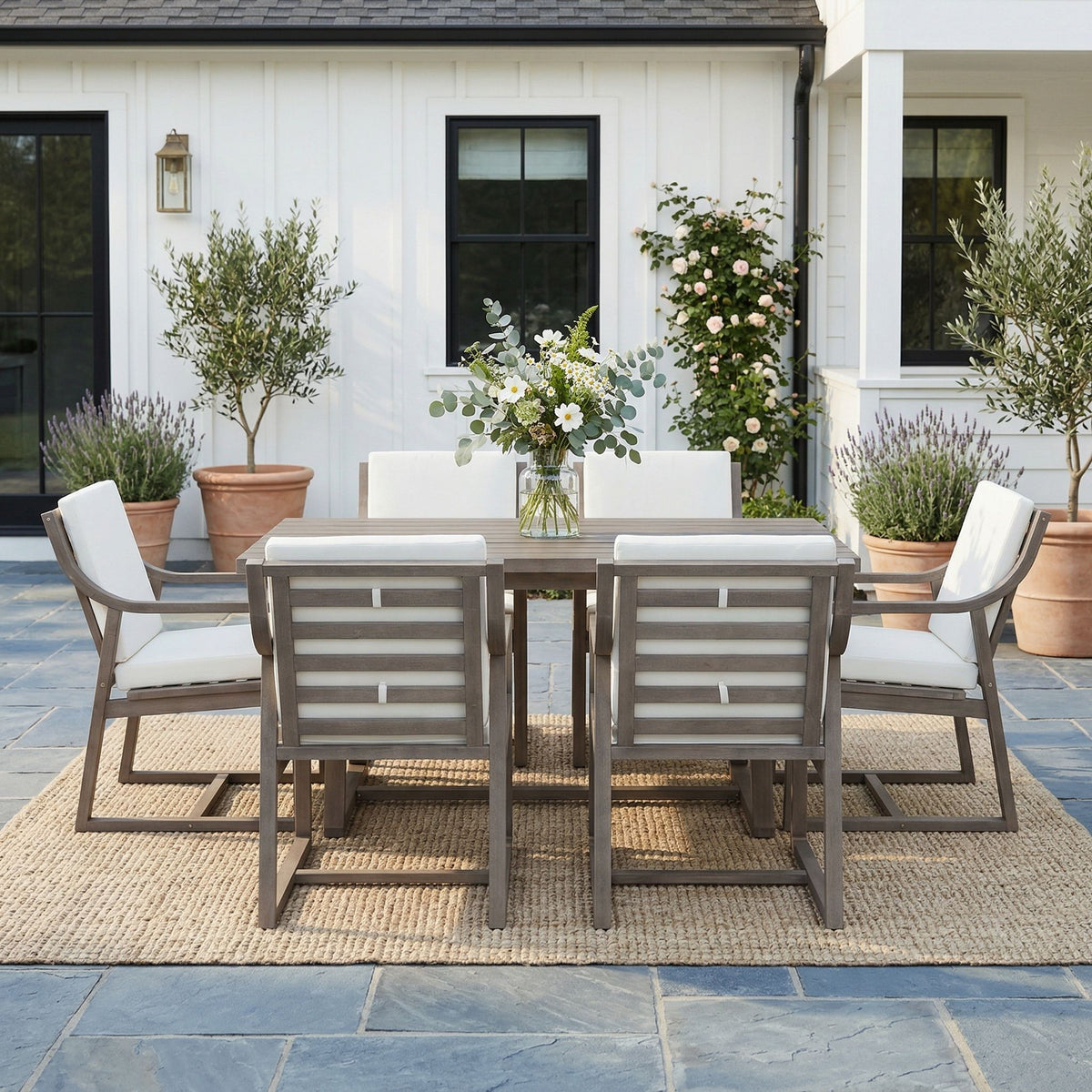 7 Piece Modern Outdoor Dining Set, Patio Furniture