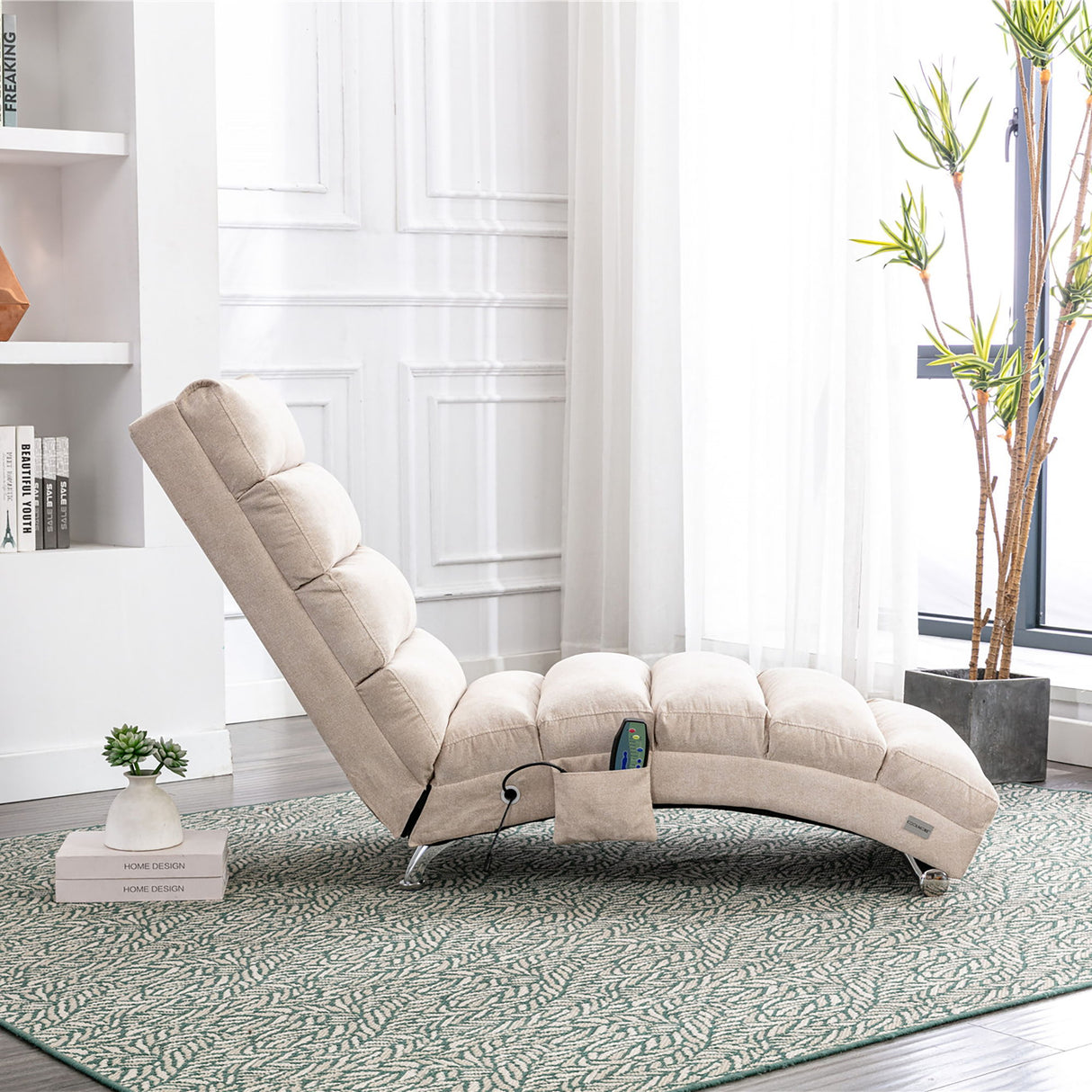 Massage Chaise Lounge Indoor With Remote Control, Ergonomic Electric Massage Lounger
