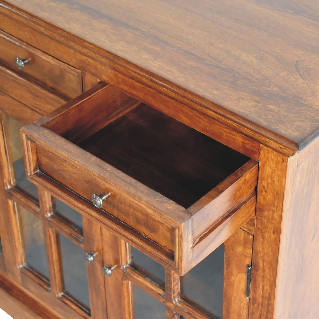 Large Glazed Sideboard Buffet Cabinet Storage Unit Solid Wood 65x35in