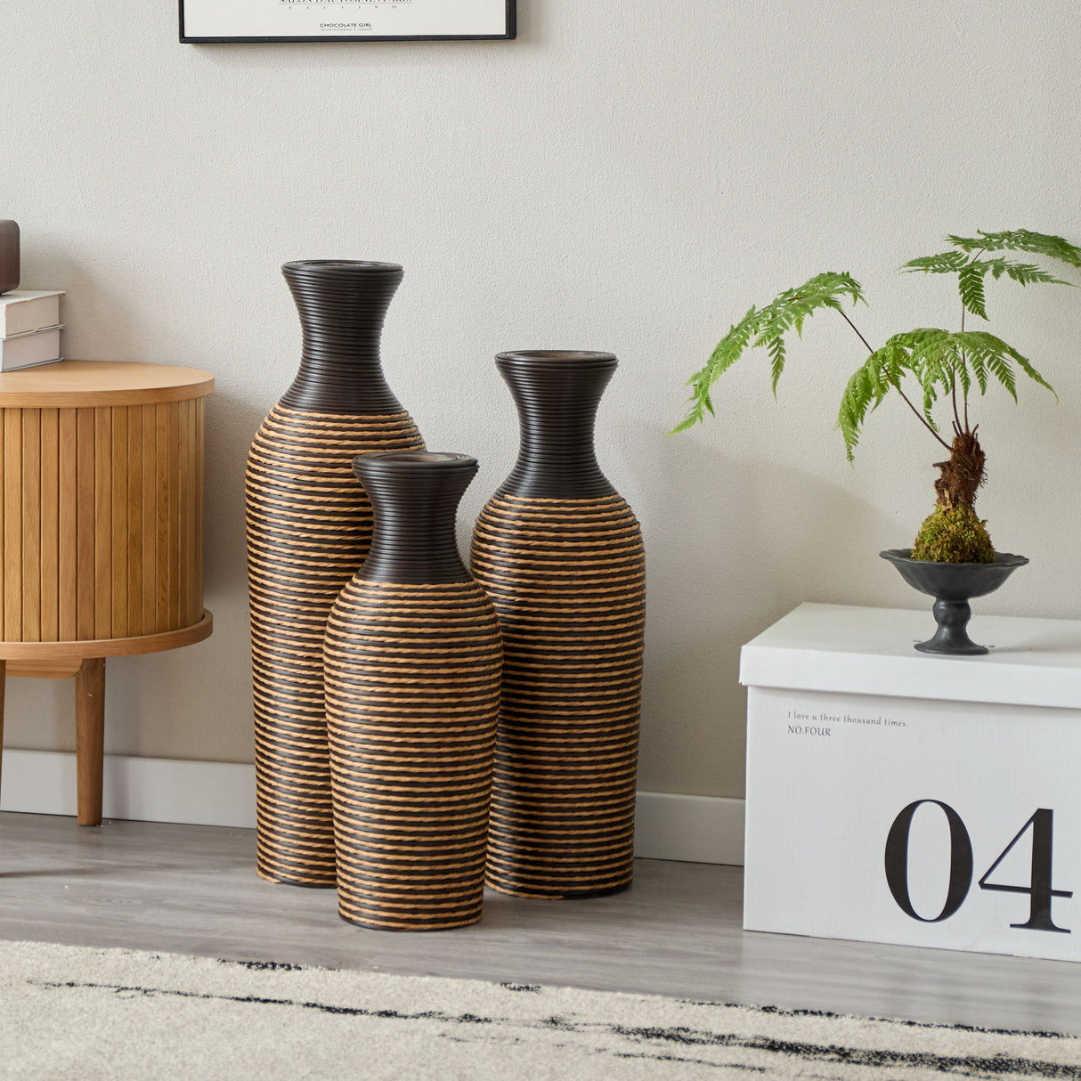 Classic And Neat Floor Vase, High Independent Flower Stand (Set of 3)