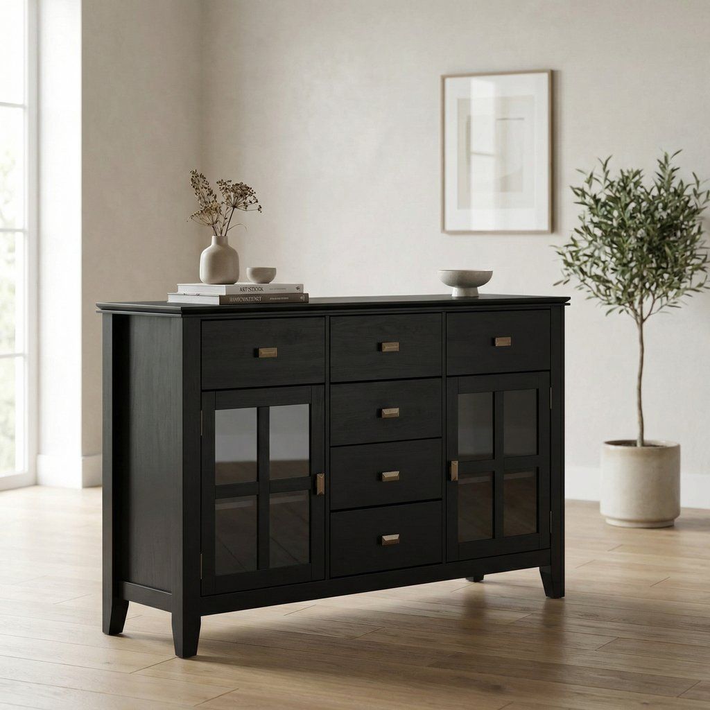Sideboard Buffet Dining Room Cabinet Solid Wood Storage 54x36in