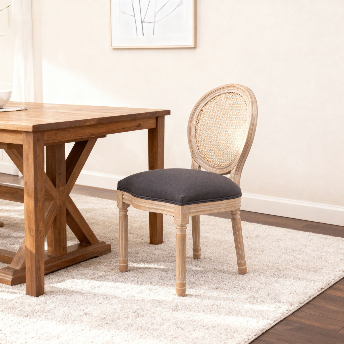 Dining Chairs, Upholstered With Round Back (Set of 2) - Gray