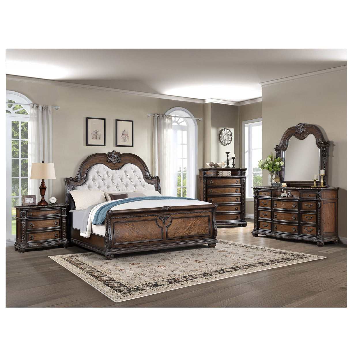 5 Drawer Tall Chest - Brown / Coffee