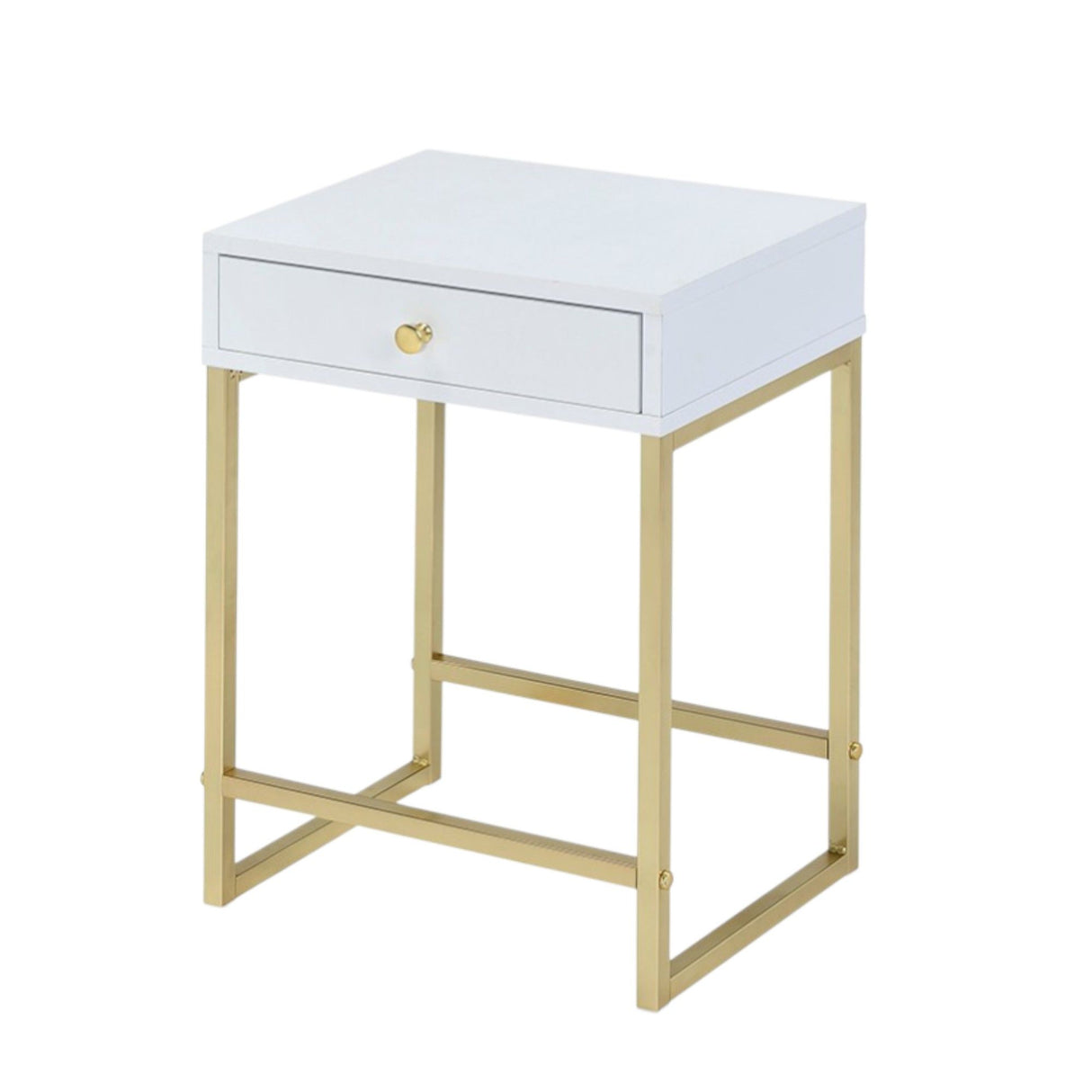 Coleen - Accent Table - White / Brass