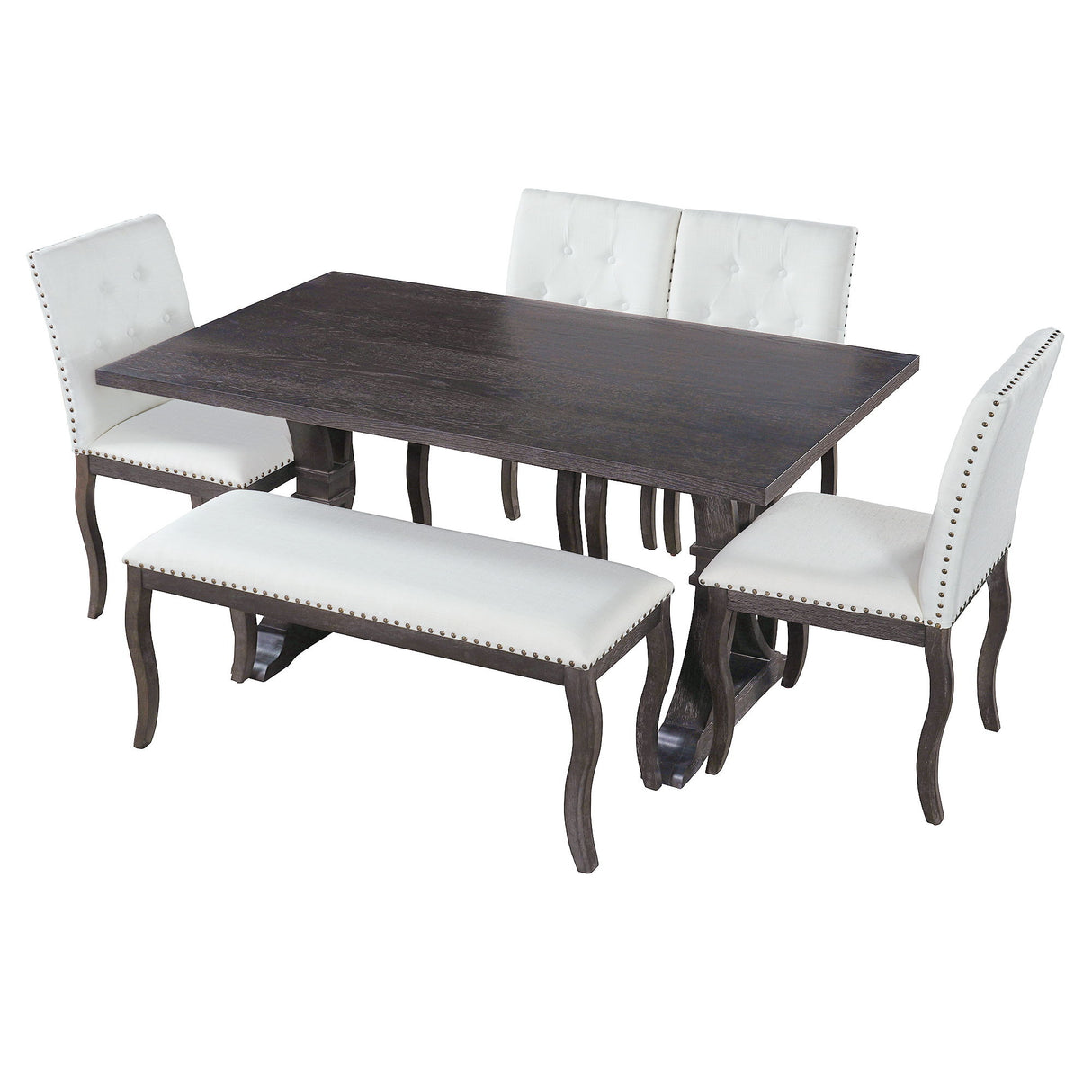 Dining Set With Bench, 6 Piece