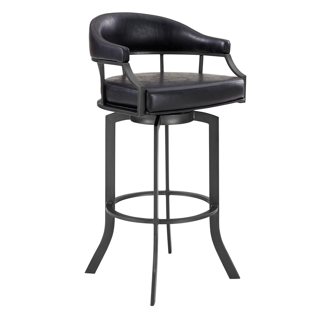 Edy - Swivel 30" Mineral Finish And Black Faux Leather Bar Stool