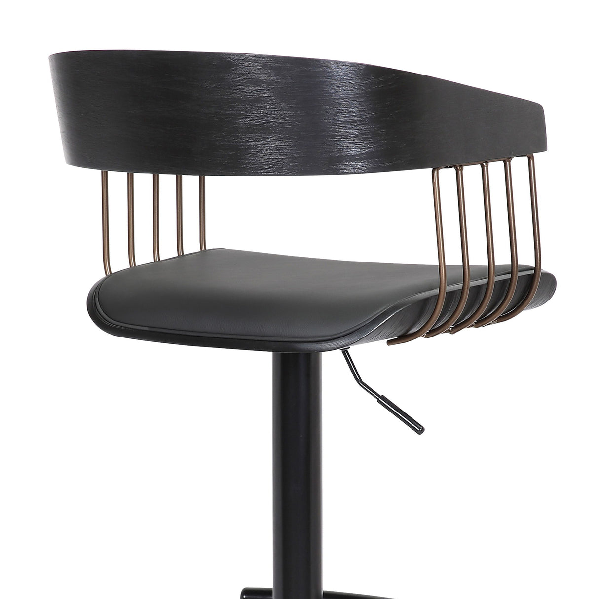 Larisa - Adjustable Black Bar Stool - Black / Golden Bronze