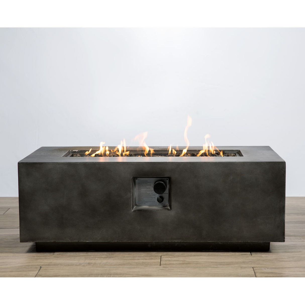 Fire Pit Table Outdoor Heater Dual Fuel Concrete Construction 42x15in