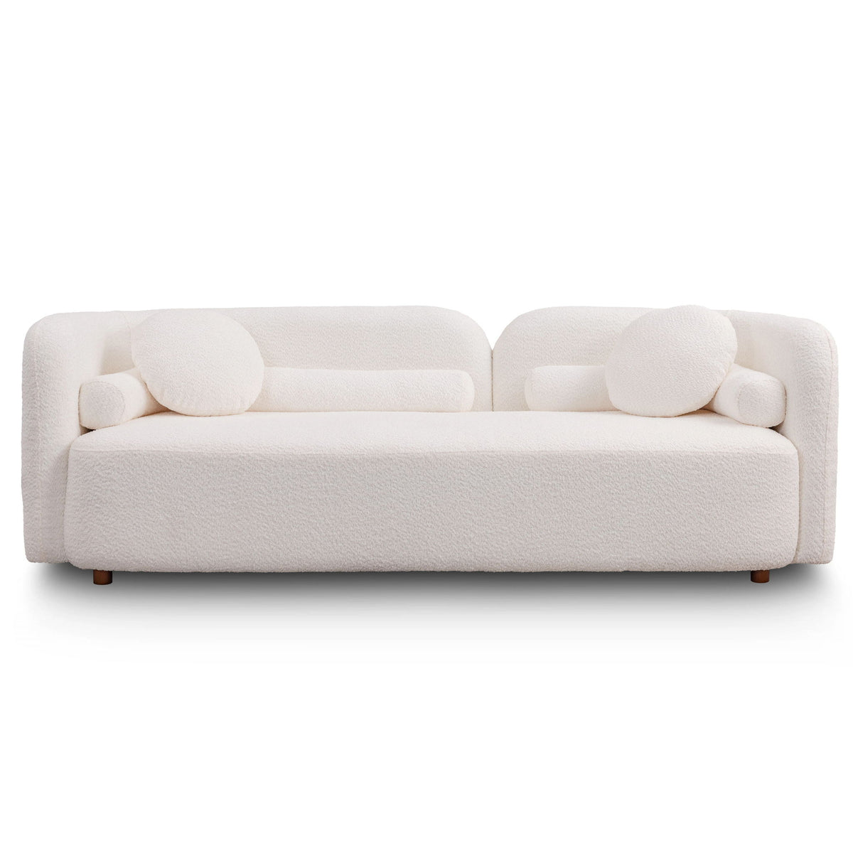 3 Seater Sofa Couch With Throw Pillows For Living Room - White