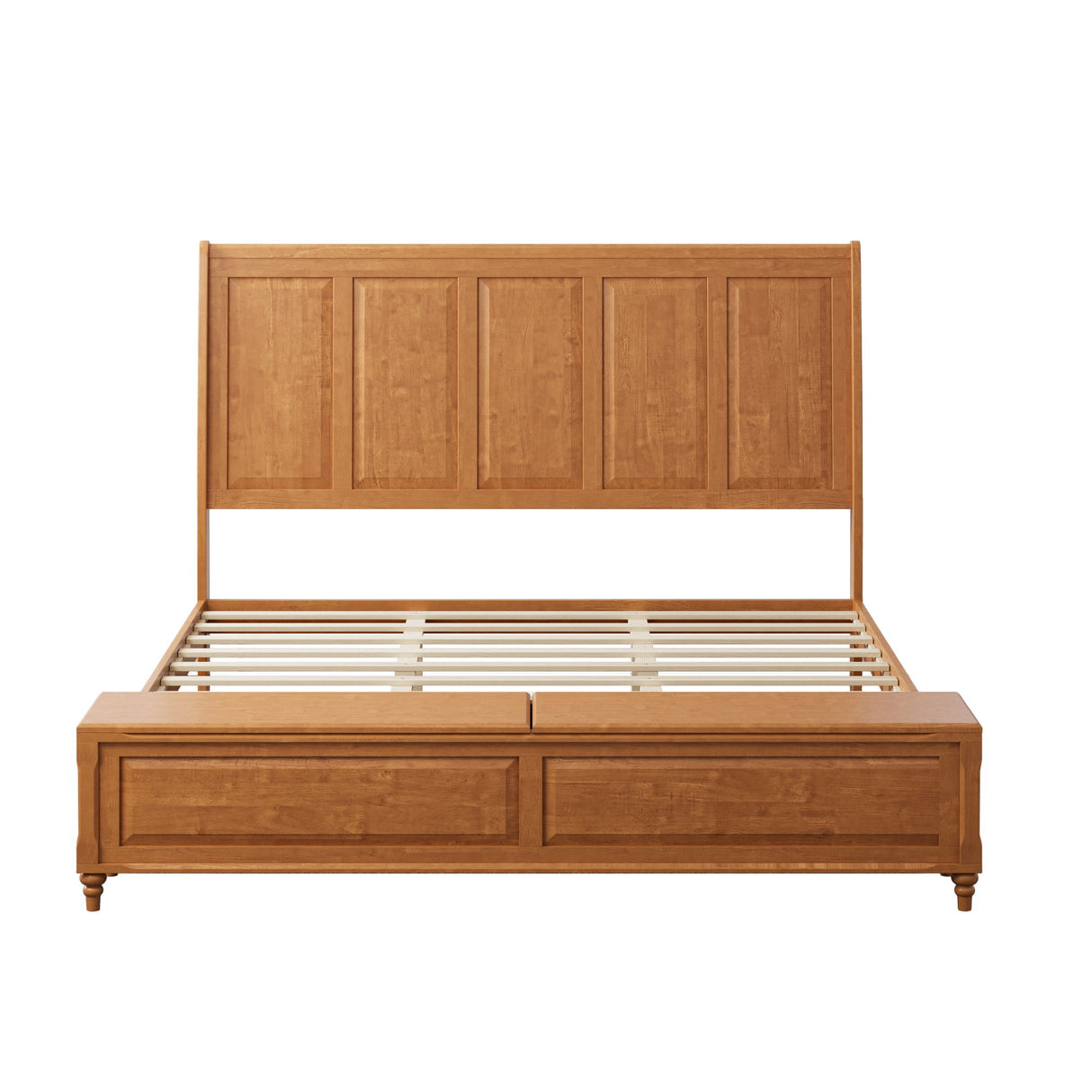 Sleigh Bed Frame With Tall Headboard And Storage Bench