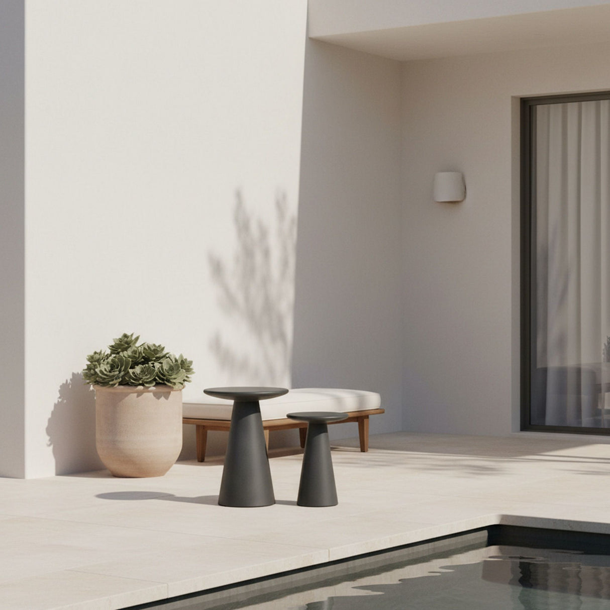 Nyima - Indoor Outdoor 2-Piece Table Set - Charstone Concrete Finish