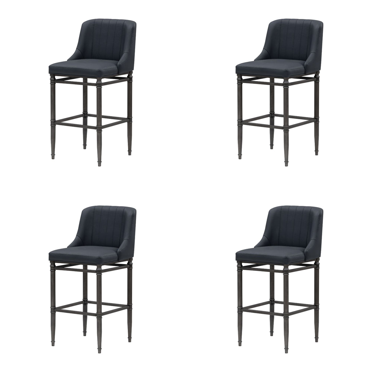 Marvin - Steel Frame Faux Leather Upholstered Bar Height Barstool