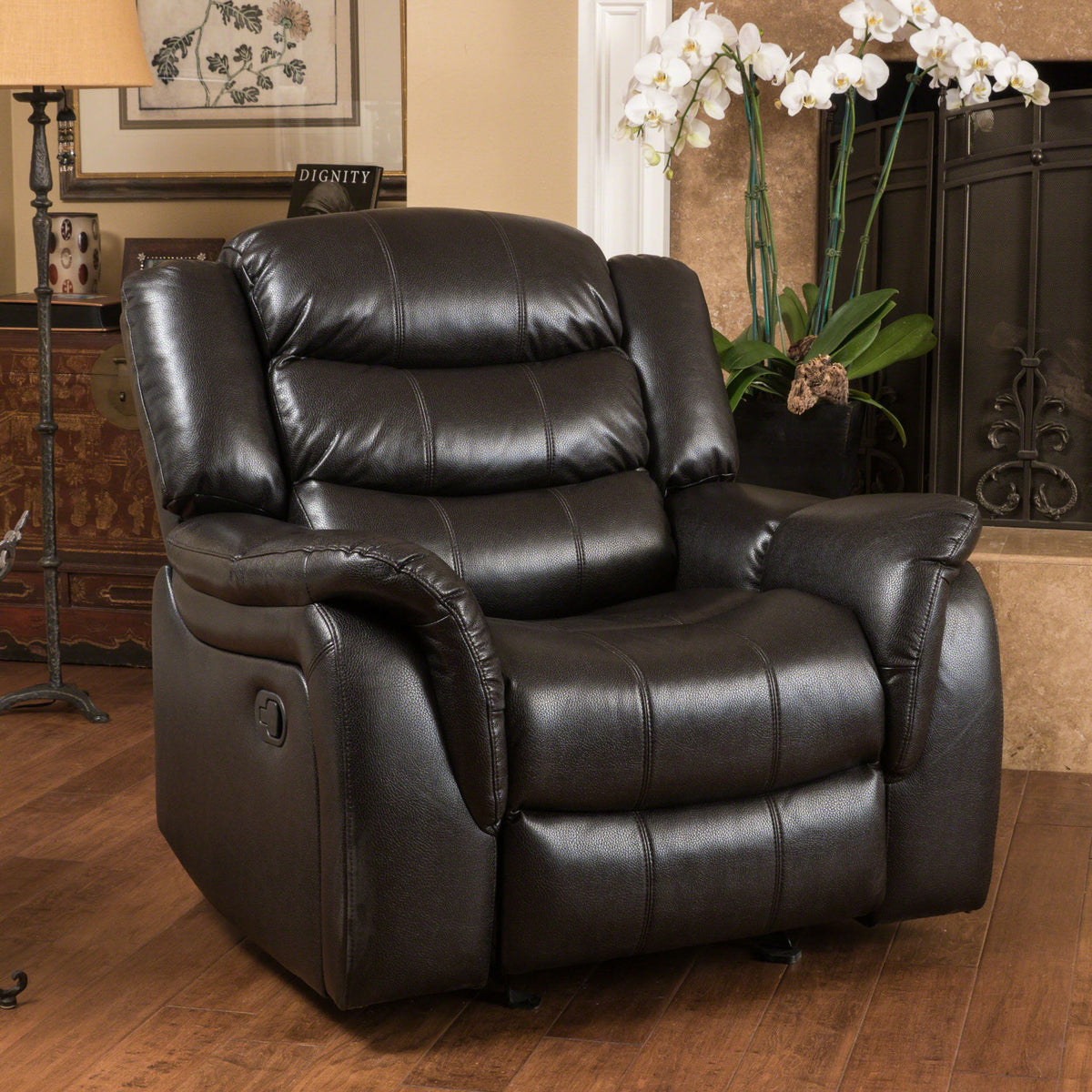 Classic Design Recliner, Upholstery Recliner, Glider Recliner - Black Berry