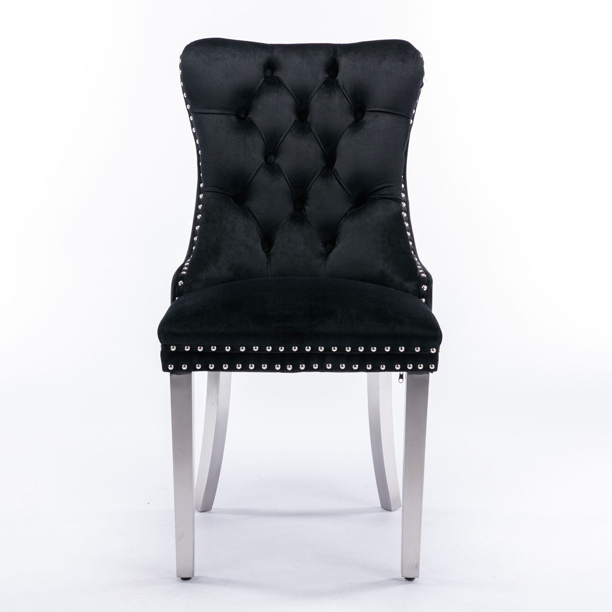 Nikki - Modern, High-End Tufted Solid Wood Contemporary Velvet Upholstered Dining Chair With Chrome Stainless Steel Plating Legs, Nailhead Trim (Set of 2) - Chair Sets - Alpine Outlets