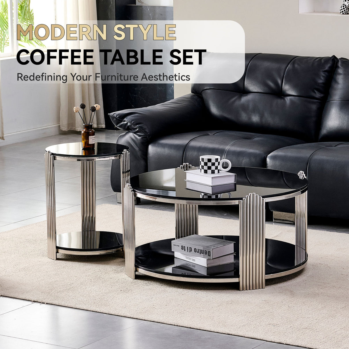Round Table With Double Layer Storage