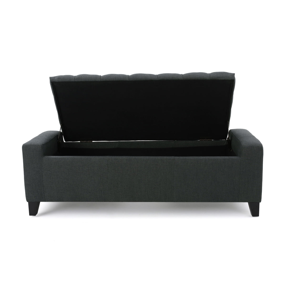 Contemporary Storage Ottoman With Tufted Top - Dark Gray