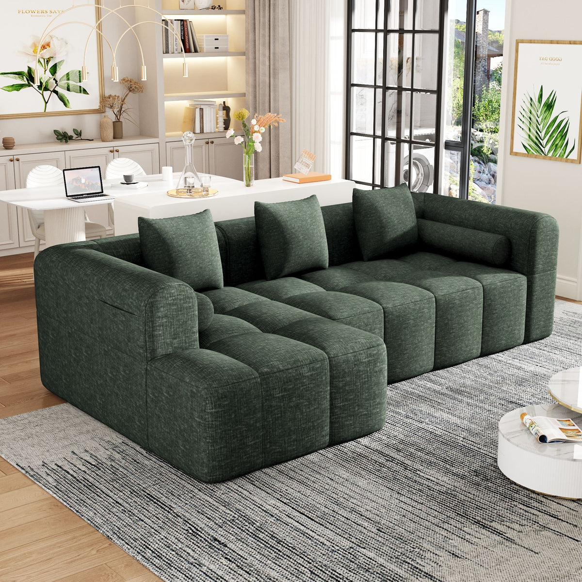 Sectional Free Combined Sofa With 2 Side Pockets
