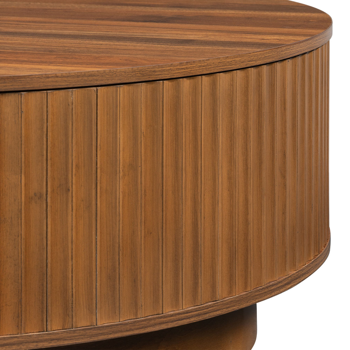 Farmhouse Round Coffee Table With Storage Drawer