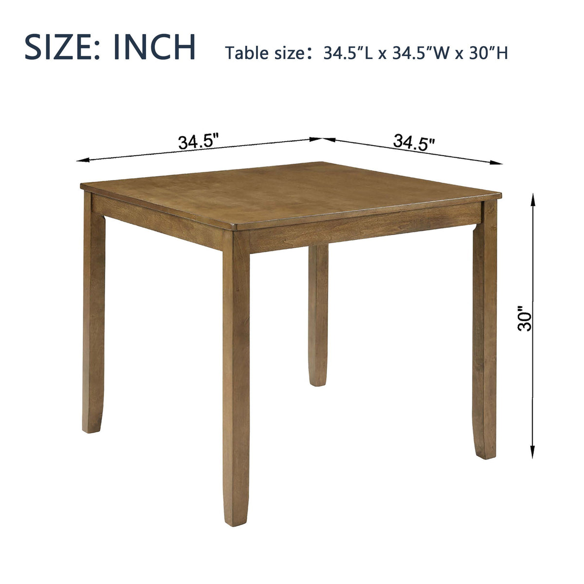 Dining Square 4 Person Table, Only The Table - Oak