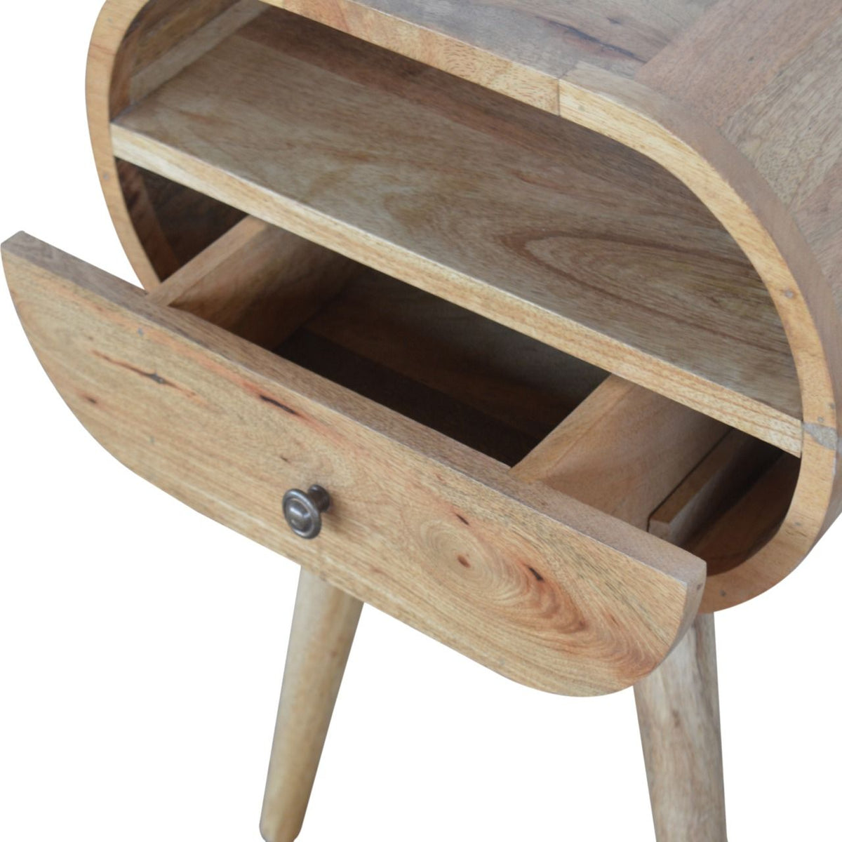 Circular Open Slot Nightstand - Oak