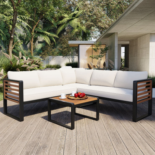 4-Piece Outdoor Beige Conversation Set