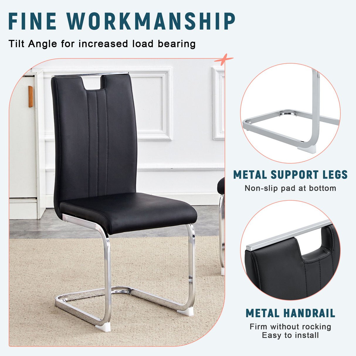 Bow Shaped Chairs, Ergonomic Design, Non Slip Base