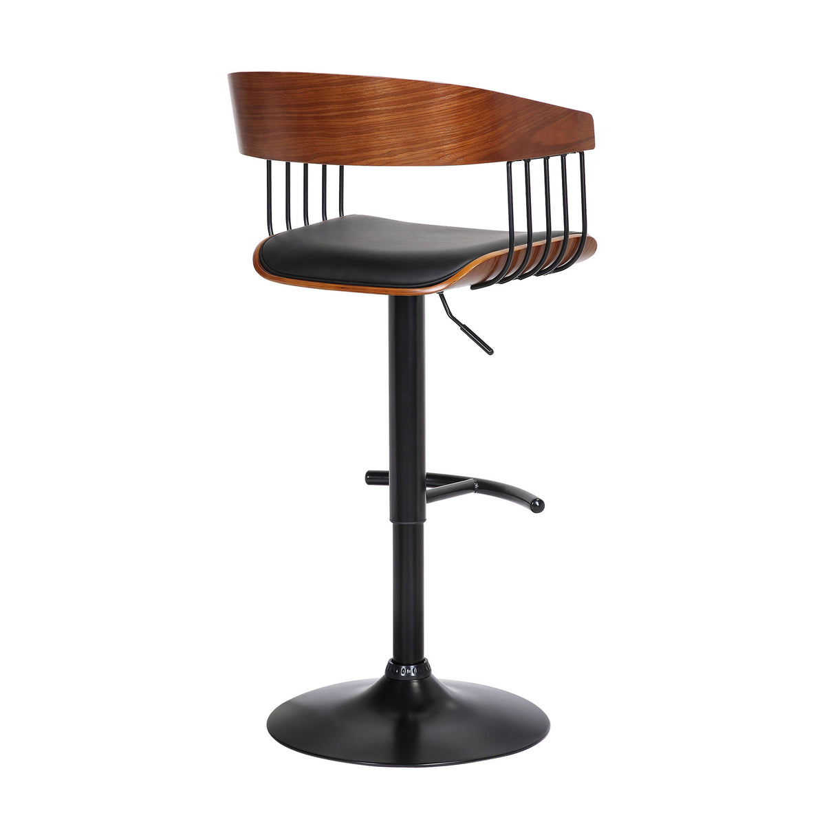 Larisa - Adjustable Walnut Bar Stool - Black / Black Metal