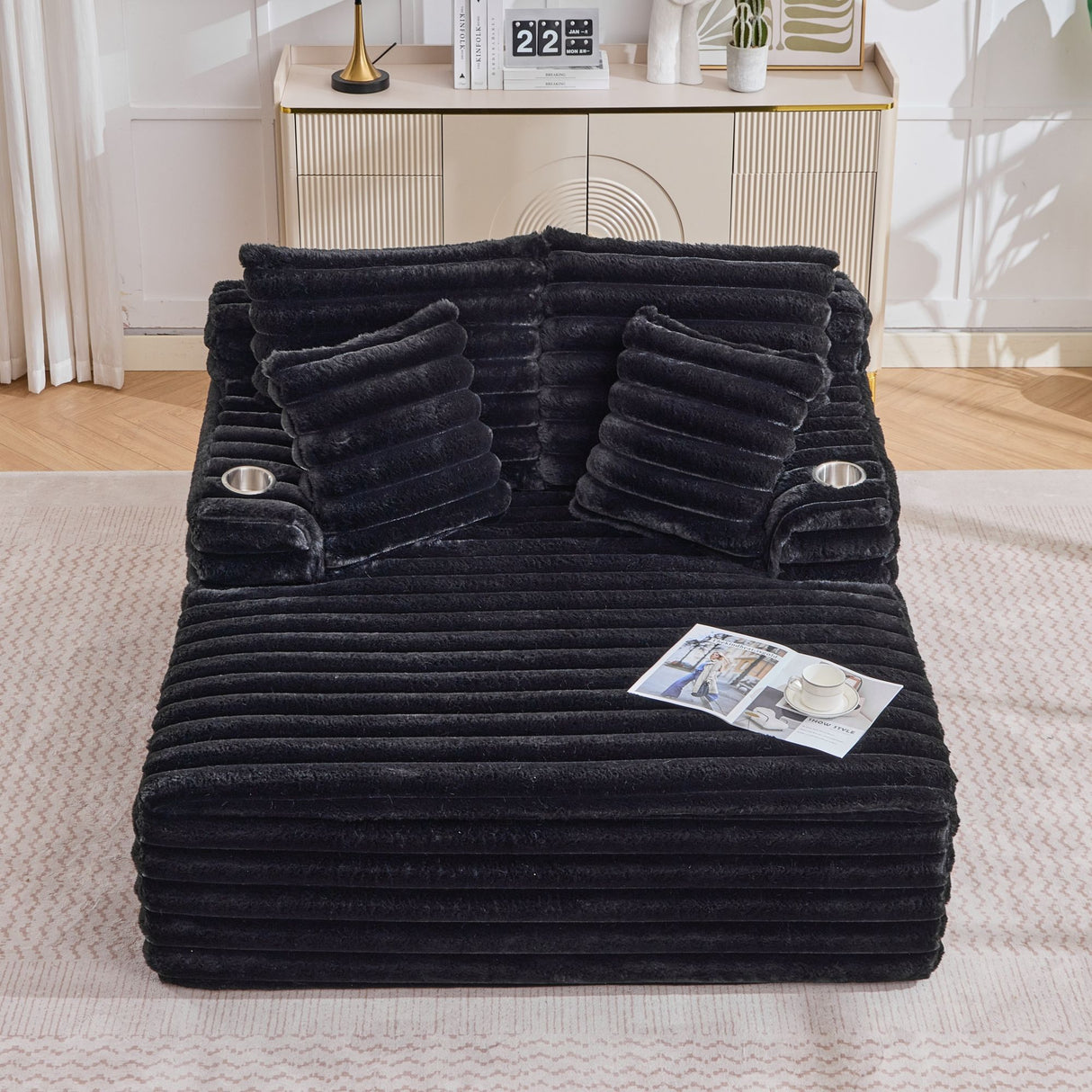 Oversized Chaise Lounge Chair Indoor With Pillows For Living Room